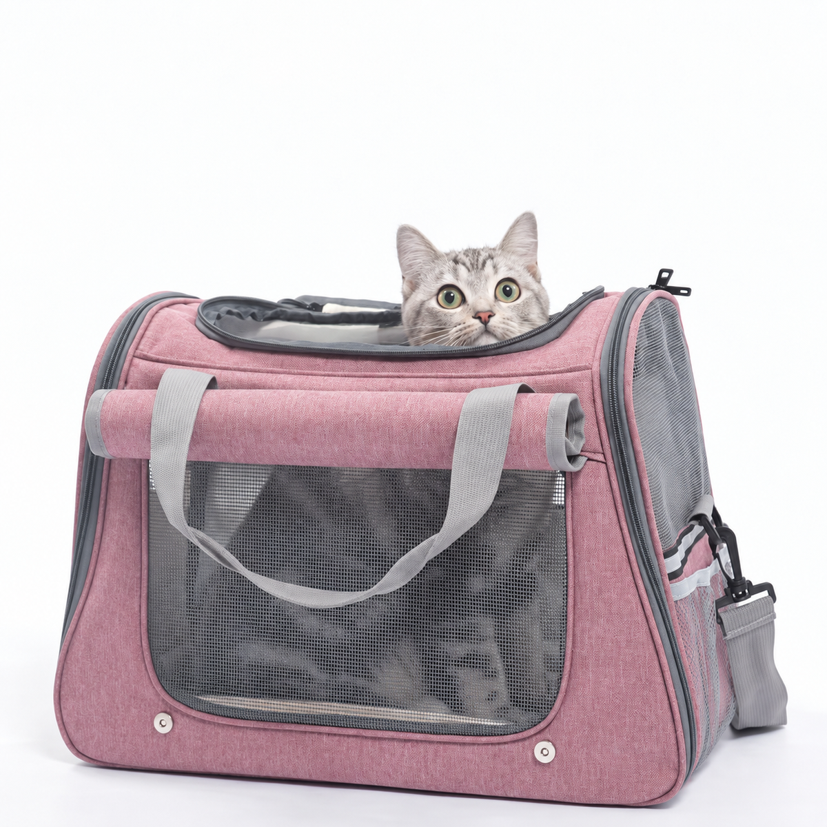ショルダー型 ペット外出バッグ キャリーバッグ 猫 小型犬 巻き上げカーテン窓付き 厚手クッション底 通気性